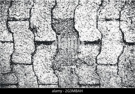 Distressed overlay texture of ceramic tiles, mosaic, paving stones with ornament. grunge background. abstract halftone vector illustration. Stock Vector