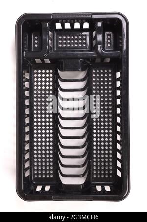 Dirty black dish rack Stock Photo