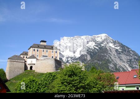 Beautiful view of Trautenfels castle at Stainach Irdning in the Austrian Ennstal Stock Photo