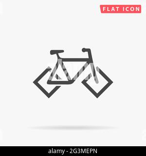 Bicycle with square wheels flat vector icon. Hand drawn style design illustrations. Stock Vector
