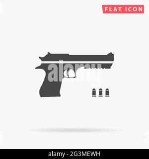 Guns and weapons flat vector icon. Hand drawn style design illustrations. Stock Vector