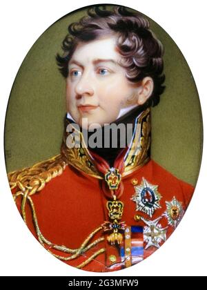 George IV (1762–1830) when Prince Regent, portrait miniature by Henry Bone after Lawrence, 1816 Stock Photo