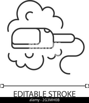 Travel size steam iron linear icon Stock Vector