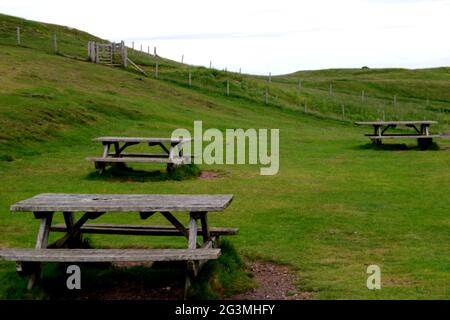 Picnic area at the summit of the Great Orme North Wales Stock Photo