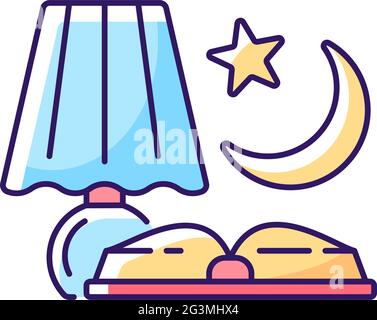Evening reading RGB color icon Stock Vector