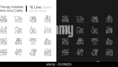 Trending hobbies linear icons set for dark and light mode Stock Vector