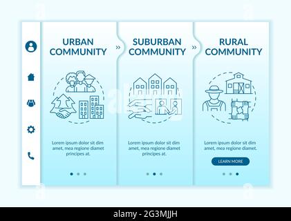 Social units types onboarding vector template Stock Vector