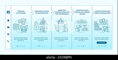 Social unit development steps onboarding vector template Stock Vector