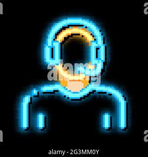 webshop call center operator neon glow icon illustration Stock Vector