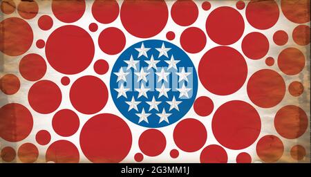 Composition of distressed american flag stars and stripes circle pattern Stock Photo