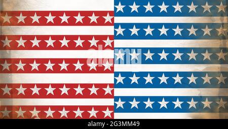 Composition of distressed american flag stars and stripes pattern Stock Photo