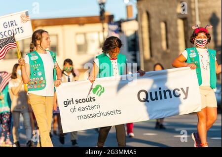 Quincy, Massachusetts, 2021 Quincy Flag Day Parade, 70th Anniversary Stock Photo