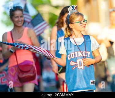 Quincy, Massachusetts, 2021 Quincy Flag Day Parade, 70th Anniversary Stock Photo