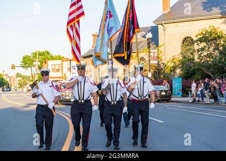 Quincy, Massachusetts, 2021 Quincy Flag Day Parade, 70th Anniversary Stock Photo