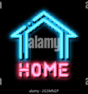 webshop home button neon glow icon illustration Stock Vector