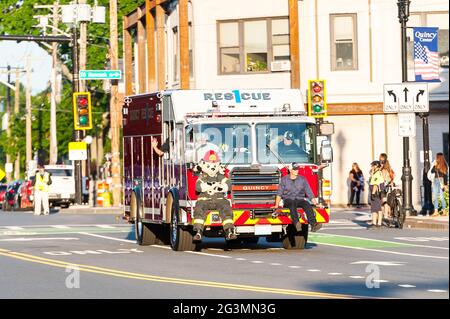 Quincy, Massachusetts, 2021 Quincy Flag Day Parade, 70th Anniversary Stock Photo