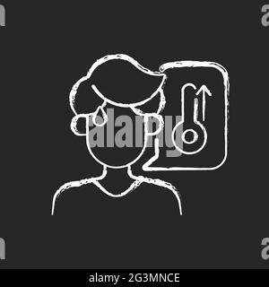 High body temperature chalk white icon on dark background Stock Vector