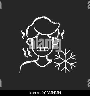 Chills chalk white icon on dark background Stock Vector