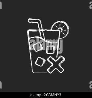 No cold drinks chalk white icon on dark background Stock Vector