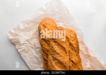 Heap of fresh baked fresh baguettes Stock Photo