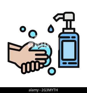 Hand sanitizer. Alcohol cleansing agents kill most bacteria, fungi, and stop viruses like coronavirus. Vector illustration of icon Stock Vector