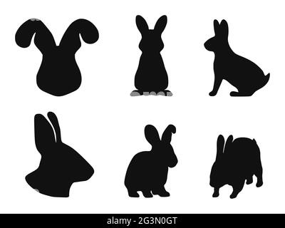 A set of rabbit silhouettes on a white background. Vector illustration Stock Vector