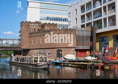 Cruise boat on the Regent's Canal near Camden Lock, North London UK Stock Photo