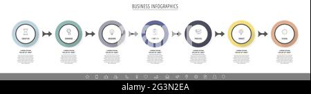 Business vector infographics with two circles and arrows. Timeline visualization with 2 steps for diagram, flowchart, banner, presentations, web Stock Vector