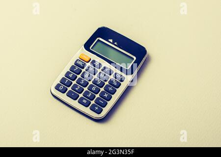 Calculator device for doing calculations with a keyboard and display Stock Photo