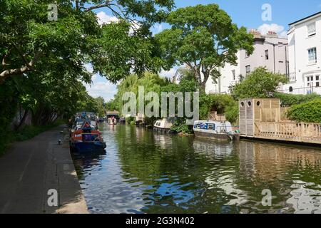 The Regent's Canal at Primrose Hill, in the London Borough of Camden, London UK Stock Photo