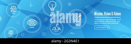 Mission Vision and Values Web Header & Icon Set Stock Vector
