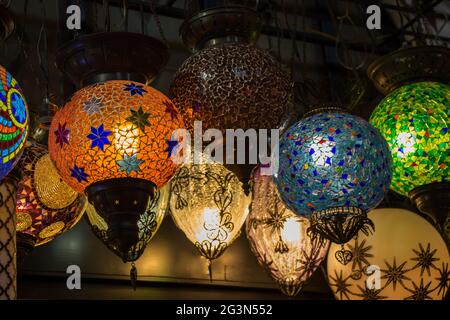 Mosaic Ottoman lamps from Grand Bazaar Stock Photo