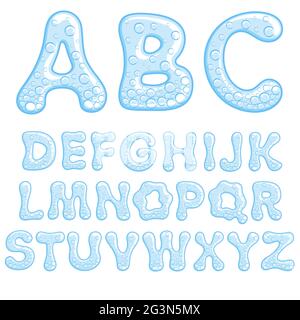 Alphabet of soda water. Vector isolated objects. Stock Vector