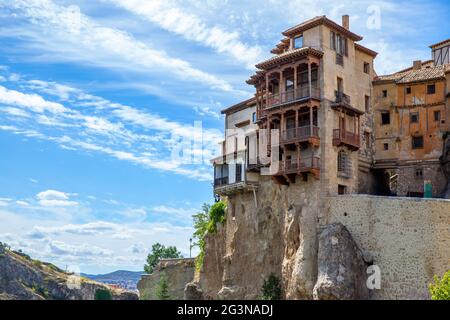 Casas Colgadas - Hanging houses in Cuenca, Castilla-La Mancha, Spain. Landmark Stock Photo