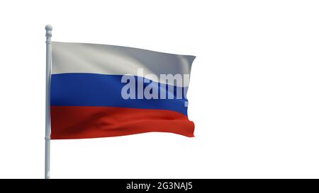 Isolated Russian Flag Waving 3d Realistic Fabric Stock Photo - Download  Image Now - 1991, Asia, Blue - iStock