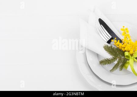 Spring table setting Stock Photo