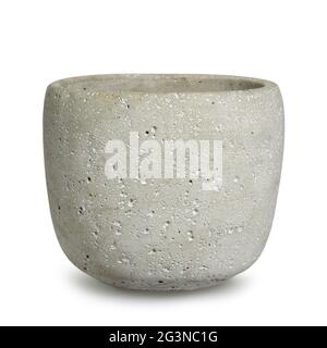 Concrete flower planter isolated on white background Stock Photo