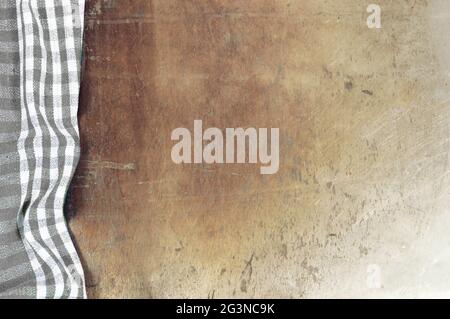 Gray checkered tablecloth on grunge background Stock Photo