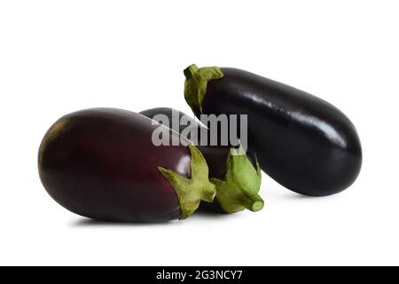 Eggplants isolated on white background Stock Photo