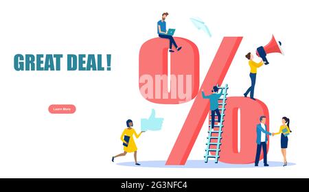 Vector of a marketing business team offering a great deal to clients Stock Vector