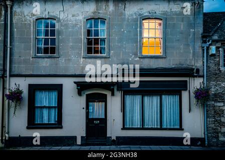 street and old buildings in the small medieval village of Corsham, south of England, UK Stock Photo