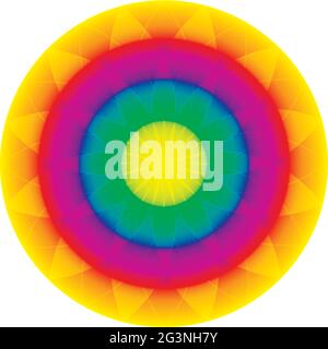 Single Mandala - Color Wheel - Circle, Flower in Rainbow Colors Stock Vector