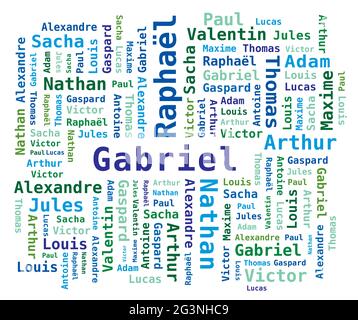 Word Cloud Men Names Trends in French Stock Vector
