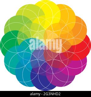 Single Mandala - Color Wheel - Circle / Flower in Rainbow Colors Stock Vector