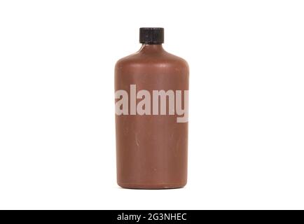 Photo developing equipment - Plastic bottle with chemicals Stock Photo