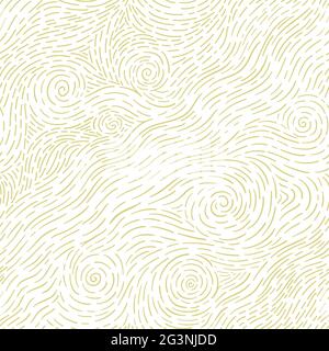 Seamless pattern with hand drawn sea waves in sketch style. Vector endless background in blue colors Stock Vector