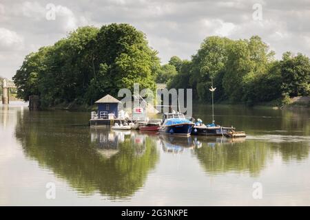 Reflections on majestic River Thames as seen from on Strand-on-the-Green, Chiswick, Hounslow, London, England, U.K. Stock Photo