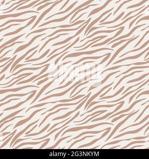 Zebra seamless stripes pattern texture illustration. Beige colors Stock Vector