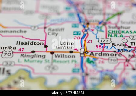 Lone Grove Oklahoma Usa Shown On A Geography Map Or Road Map 2g3nmam 