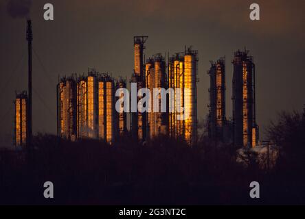 sunset of Petrochemical industry , power plant Stock Photo - Alamy